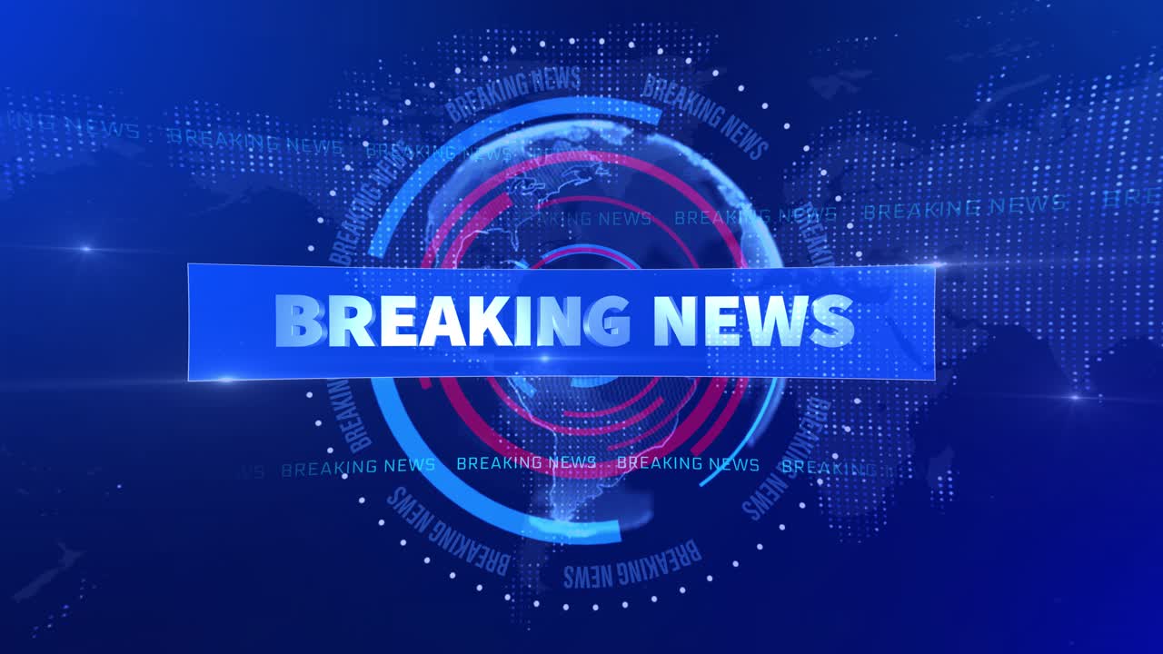 4K breaking news skrevne ord glødende digital globus loop loop-animation intro tv-nyhedsudsendelse