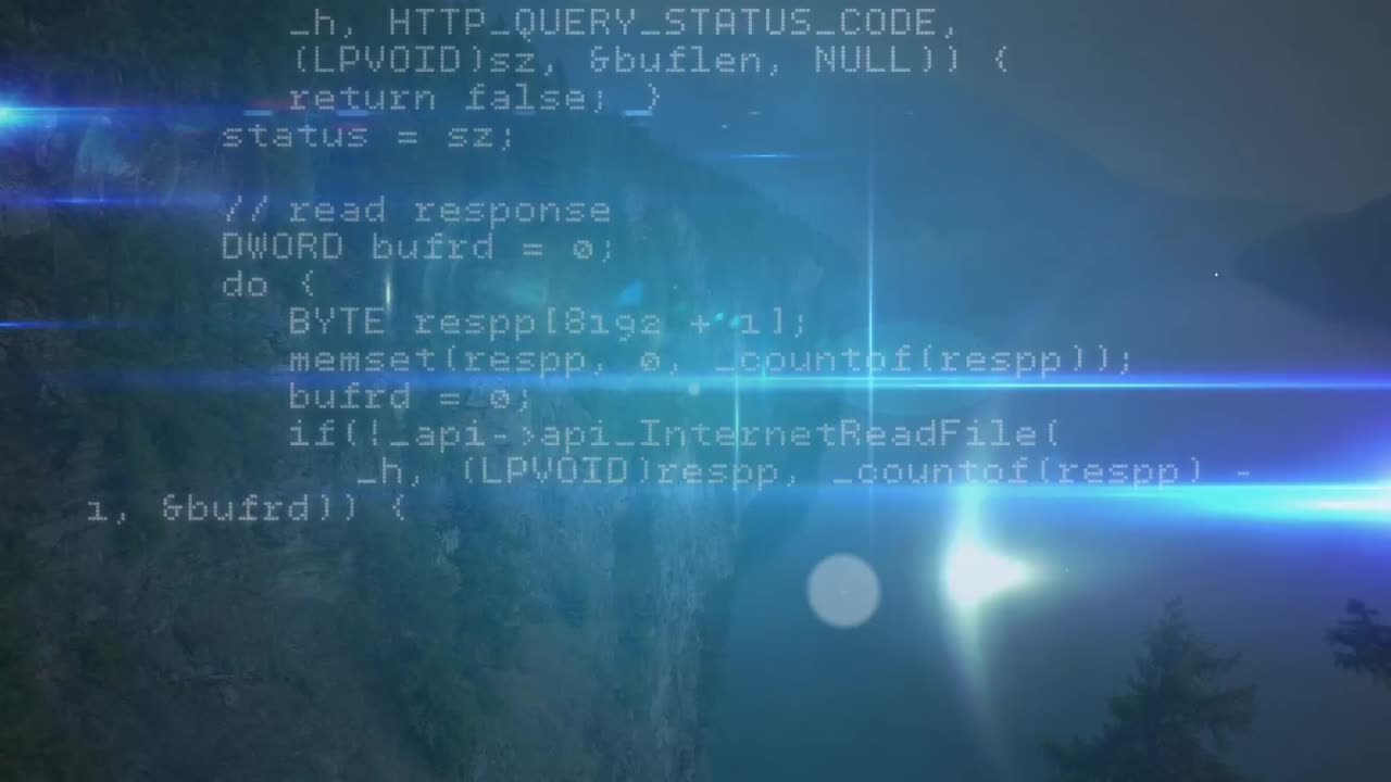Animation of network of connections with icons over landscape