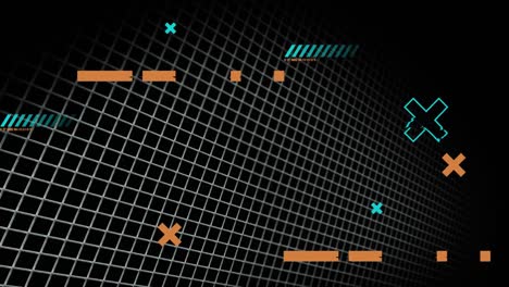 rectangle and cross symbols in square patterns