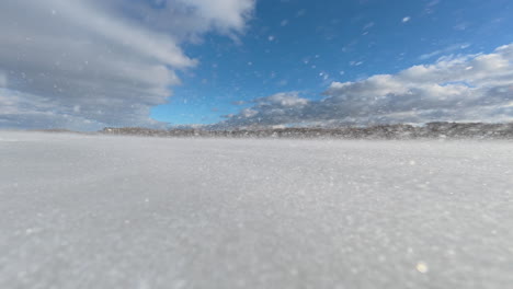 cyclist on a frozen lake in canada
