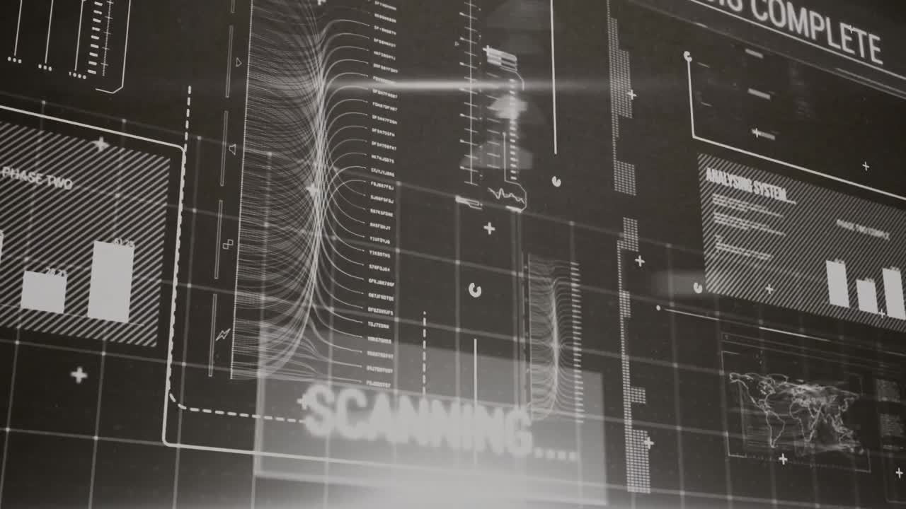 분석 텍스트의 애니메이션과 회색 배경의 데이터 처리