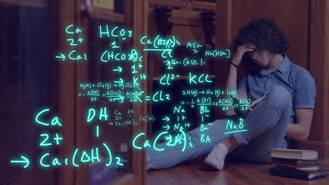Animation of scientific data processing over biracial male student