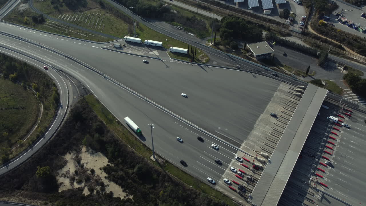 Highway Toll Booth Aerial View