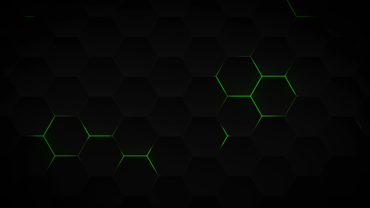patrón hexagonal oscuro abstracto en el estilo tecnológico de fondo de neón verde. concepto de panal futurista moderno.