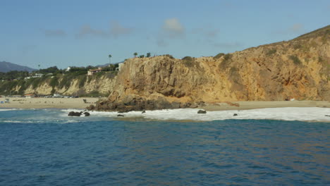 Drone-shot-of-Georgia-beach,-Los-Angeles,-USA