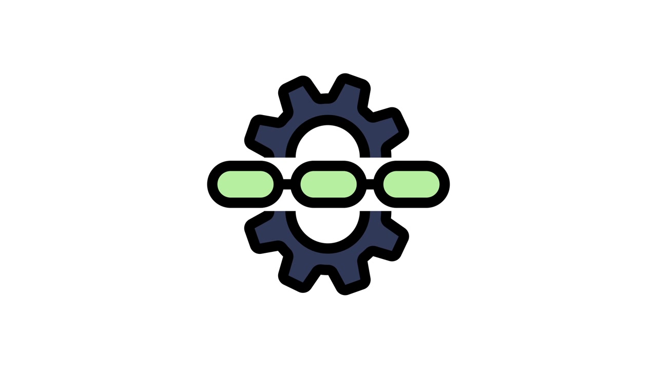 Animated Icon of a Rotating Gear with Interconnected Chain Links