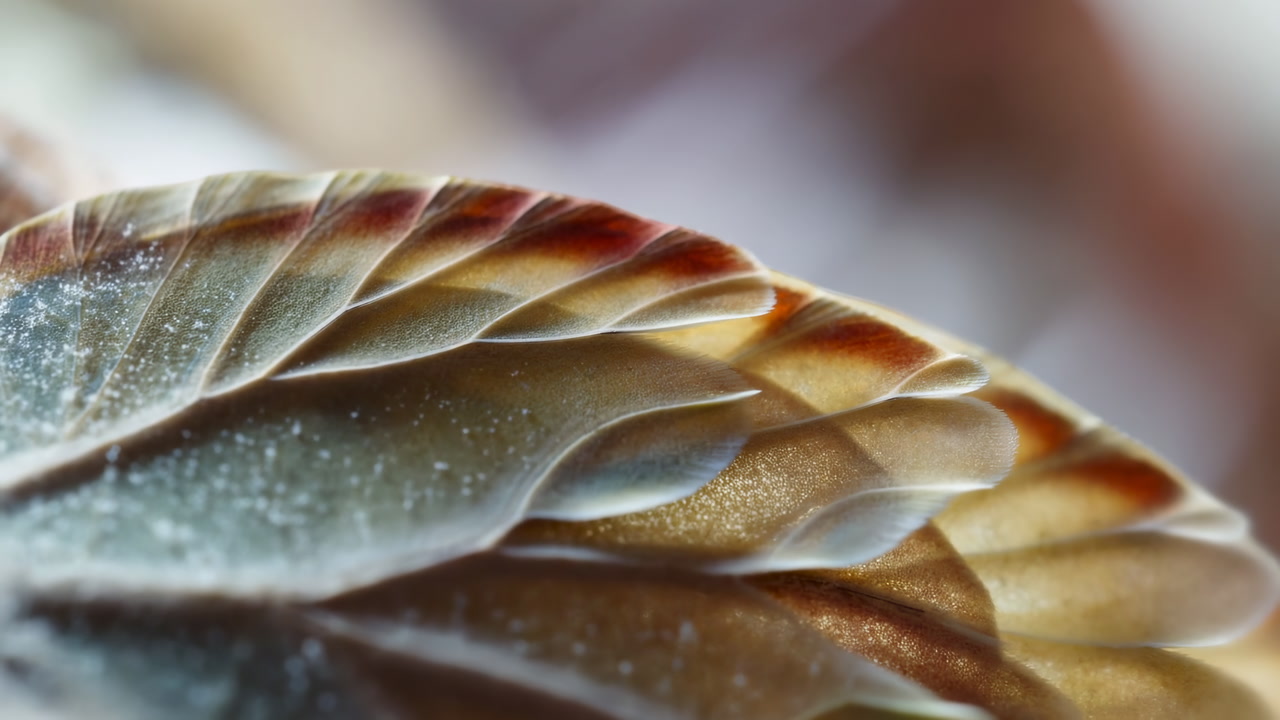 Intricate Texture of a Bird Feather in Shifting Light