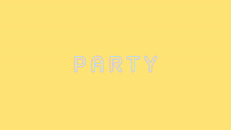 animation of party text over yellow background