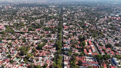 drone footage showcasing a bird's eye perspective of avenida quevedo in mexico city
