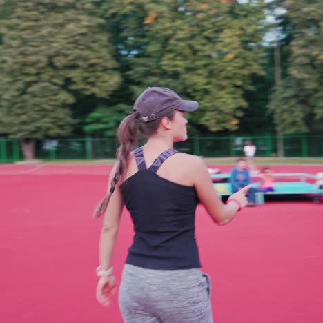 Young athletes doing exercise outdoors