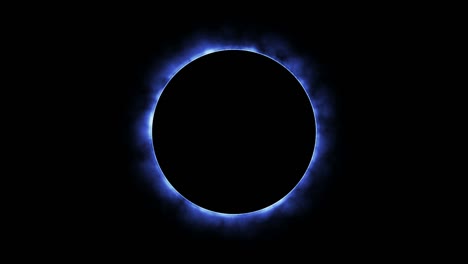 glowing blue shining eclipse around black circle motion graphic.