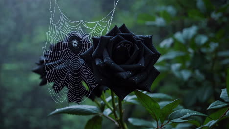 black rose with spider web