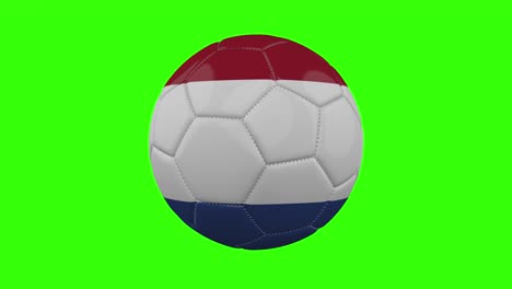 la bandera de los países bajos en la bola gira sobre un fondo alfa verde transparente, bucle