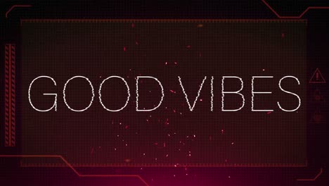 animación de texto de buenas vibraciones sobre fondo rojo