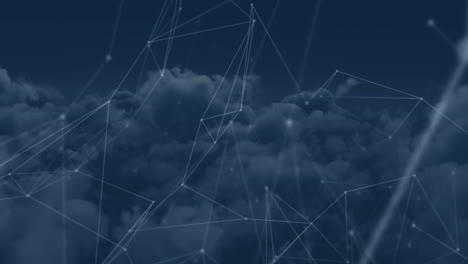 animation of network of connections over clouds in background