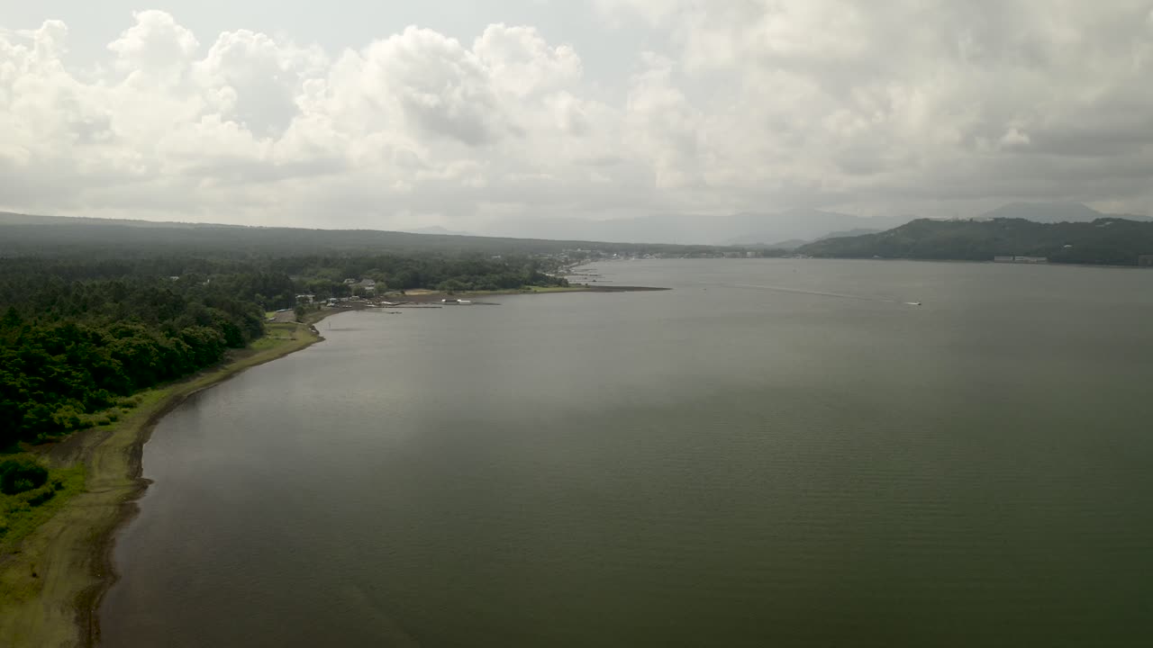 야마나카 호수와 후지산, 일본, 아시아 상공의 무인 항공기