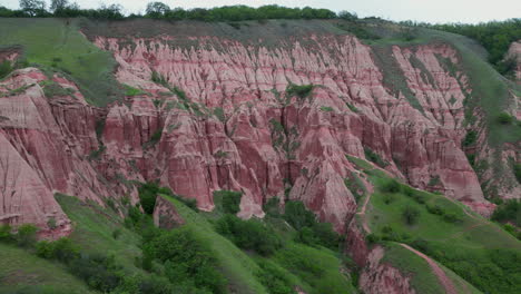 pink mountain rapa rosie in romania with erosion effects