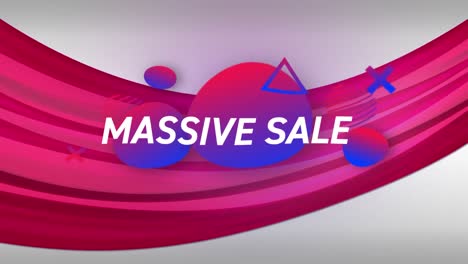 massive sale graphic on pink curved line