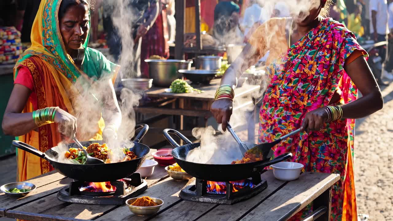 Hindistan'da Sokak Yemeği Pişirme