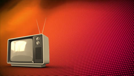 animation of retro tv set with copy space over red and orange background