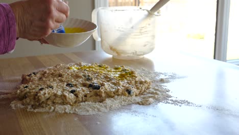 egg yolk glazing on scone batter - homemade baking 60fps