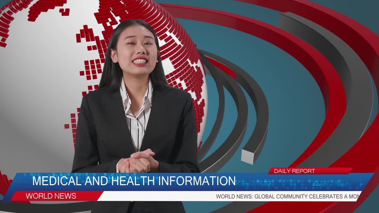 Live News Studio With Asian Professional Female Anchor Reporting On The Events Of The Day