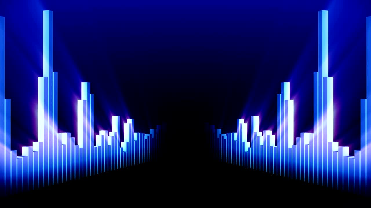 Audio blue wave animation. Sound wave from equalizer. Pulse music player. Futuristic digital sound wave concept. Loop background.