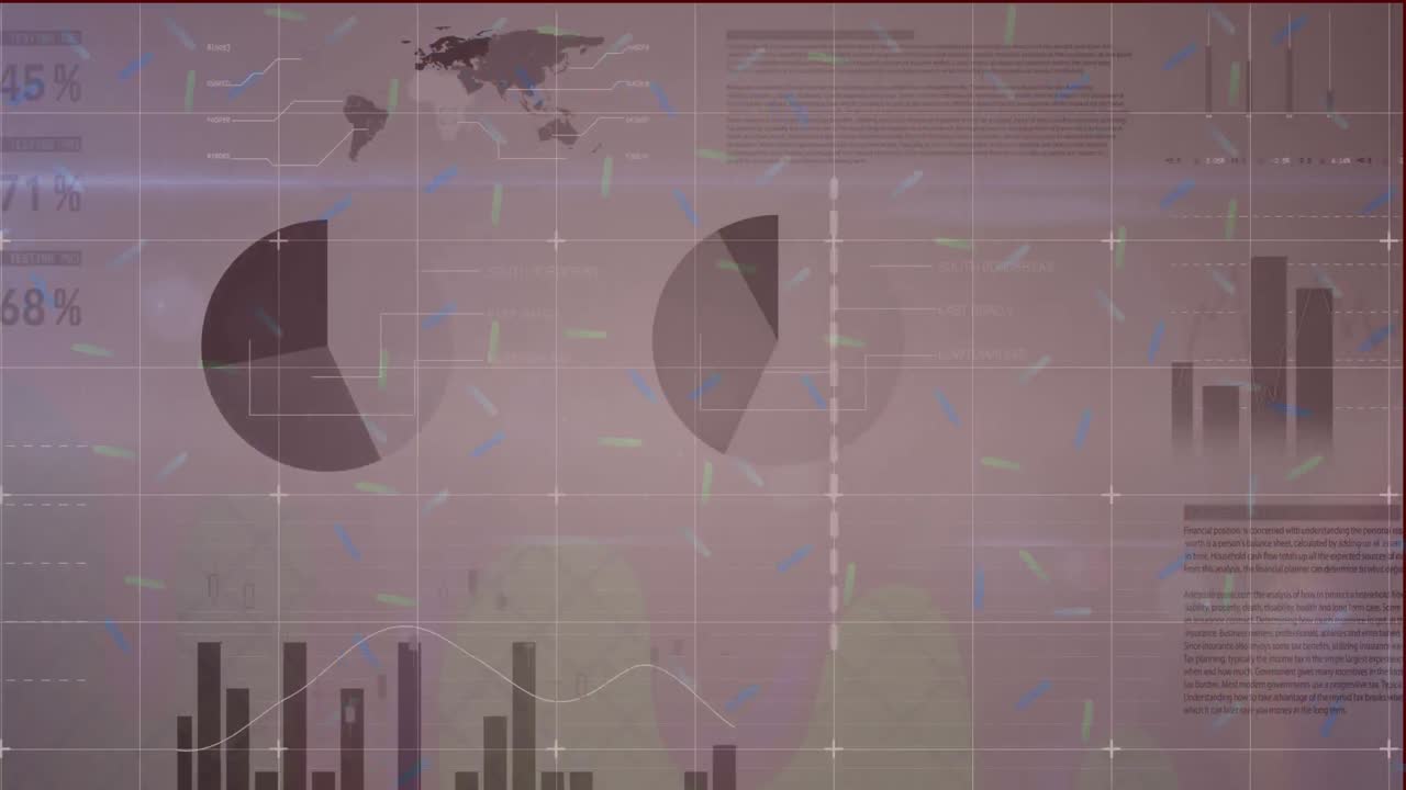 animación del procesamiento de datos financieros sobre un fondo blanco