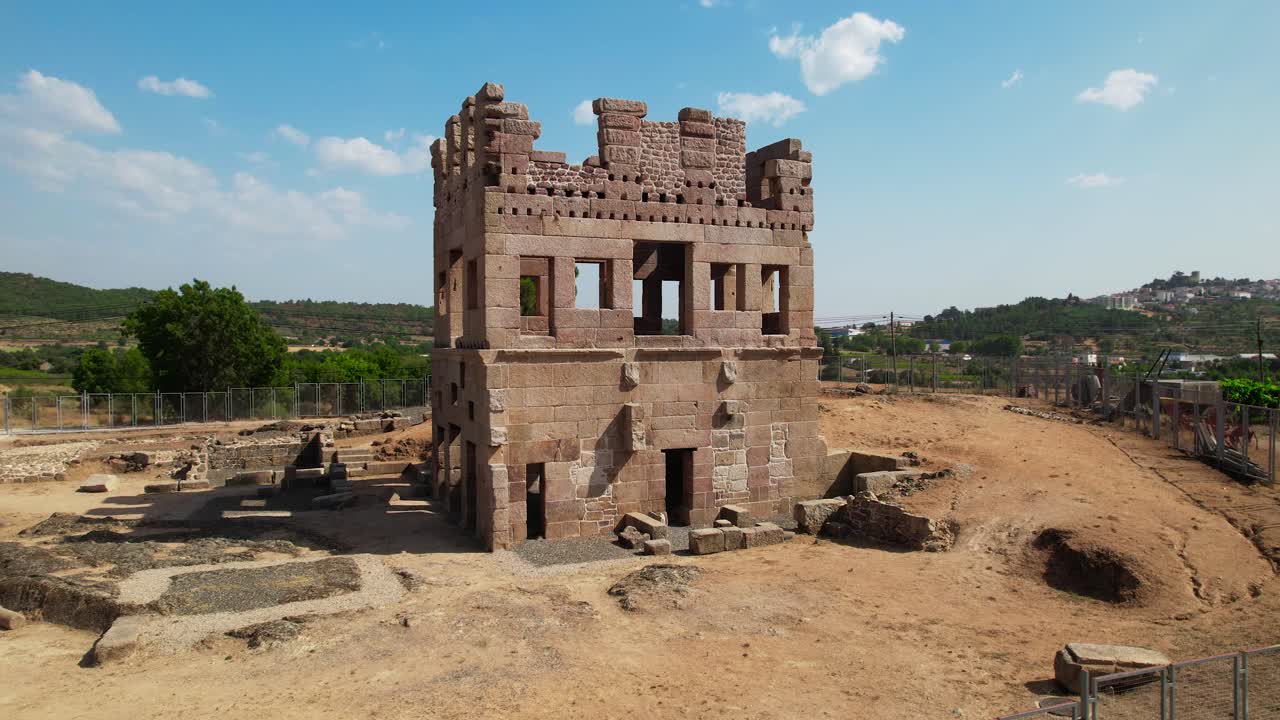 Centum Cellas mysterious ancient tower drone aerial above view