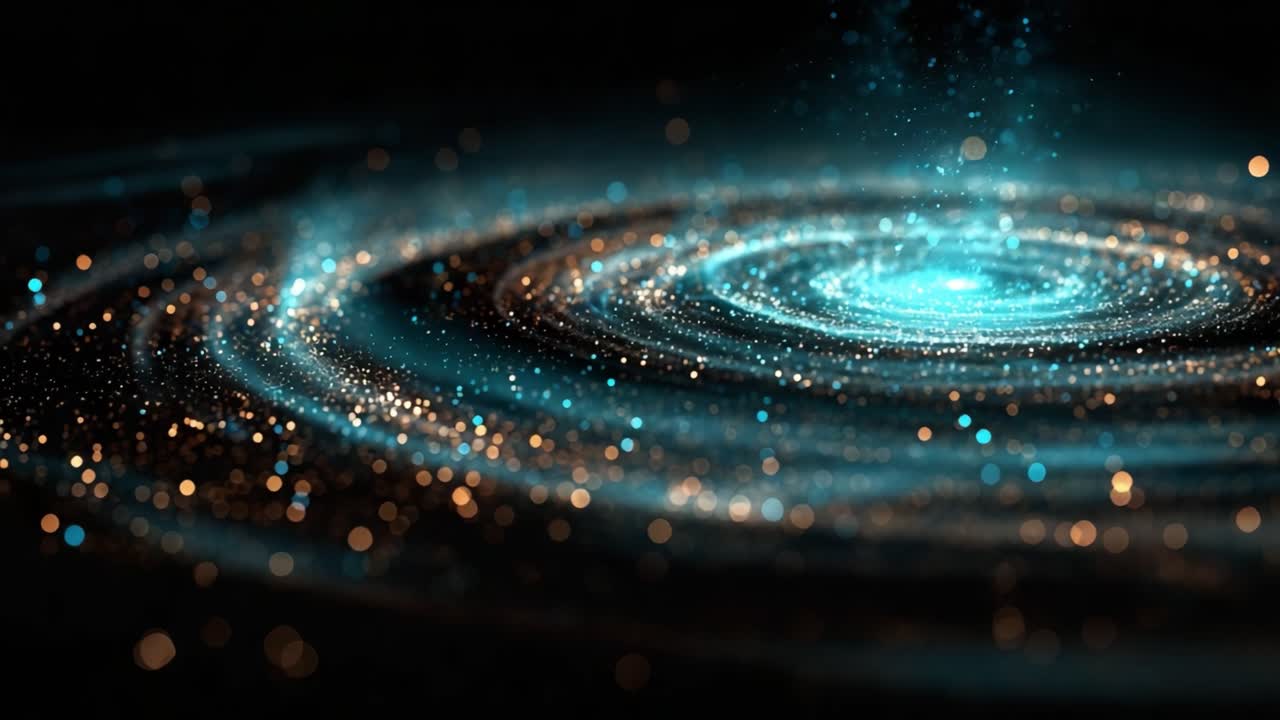 A Stunning Cosmic Spiral: Capturing the Elegance of Galactic Formation and the Dance of Celestial Particles in a Mesmerizing Display of Light and Color