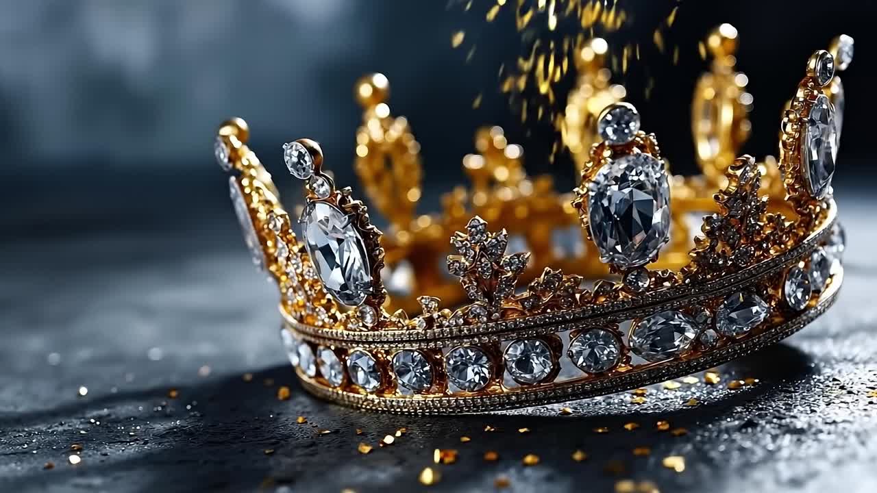 검은 바탕에 다이아몬드가 있는 금의 왕관