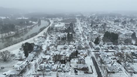 vuelo de drones de invierno sobre olean, nueva york