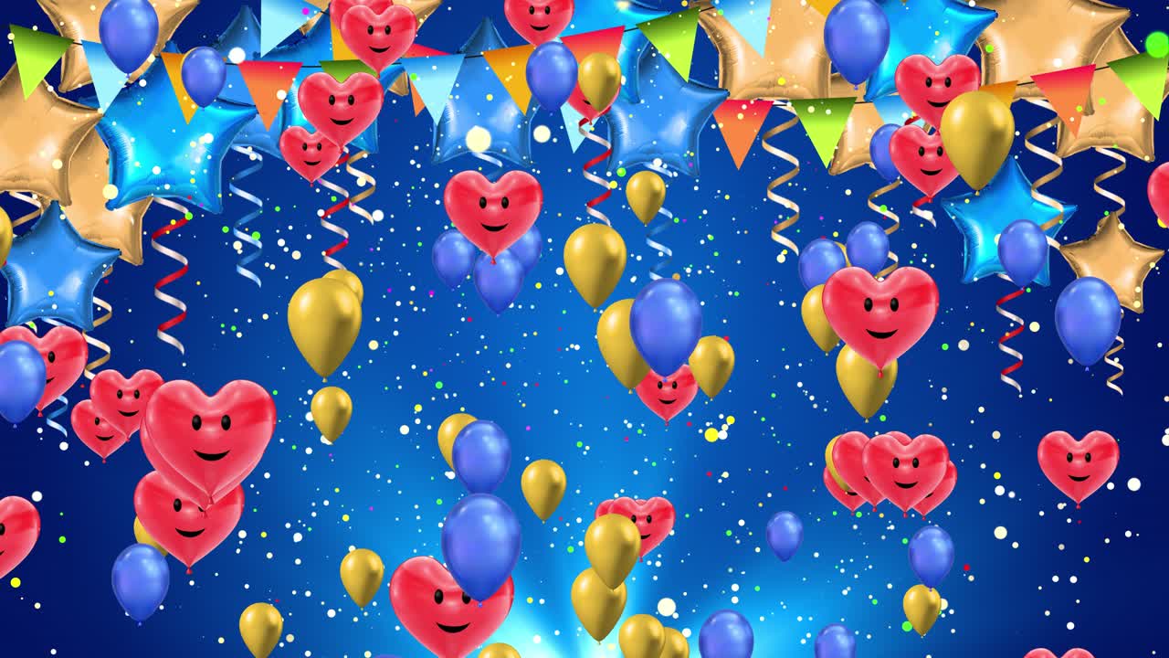 Happy birthday typography design for greeting cards and invitation with balloon confetti and gift