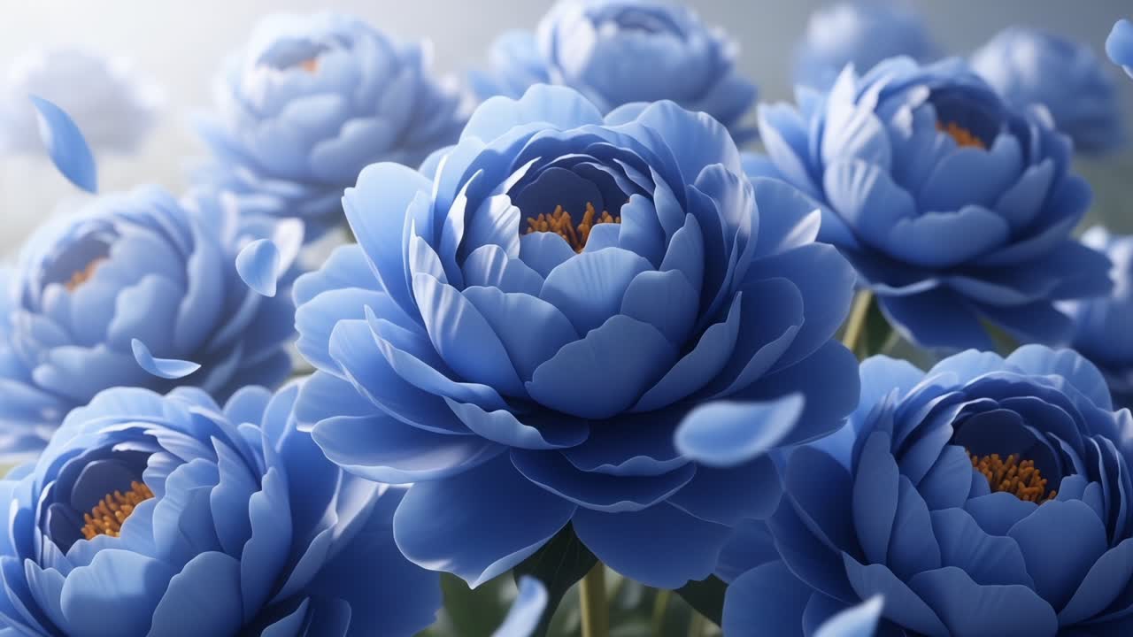 A Captivating Display of Blue Roses in Bloom with Delicate Petals Floating Gracefully, Creating a Dreamy Garden Atmosphere Filled with Natural Beauty and Charm
