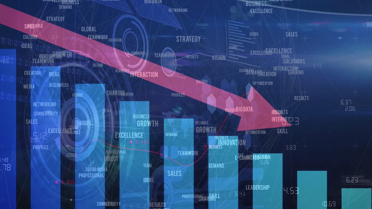 animación de la flecha roja con procesamiento de estadísticas sobre escaneos de alcance