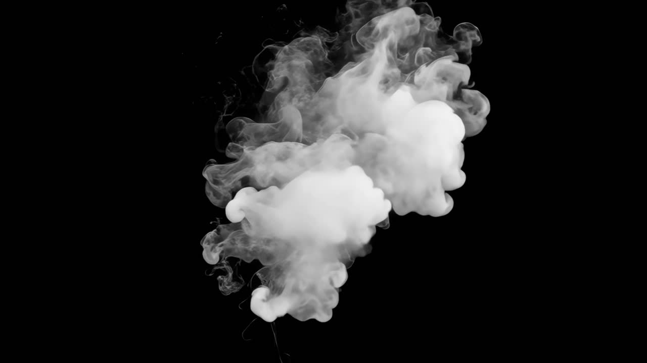 Ethereal white smoke cloud animated overlay, transparent 4K video, alpha channel, ProRes 4444