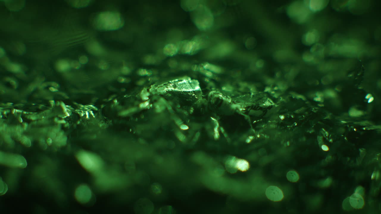 Emerald color metal fillings macro shot