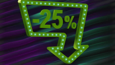 animation of 25 percent off neon green arrow sign