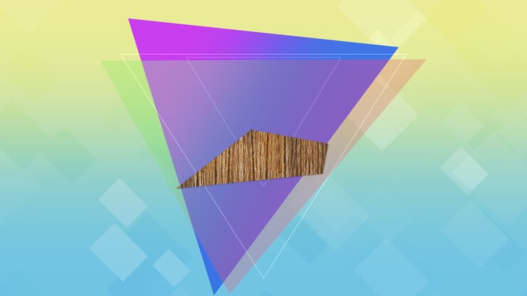 Triangles and wood on gradient texture