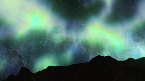 aurora boreal sobre las montañas