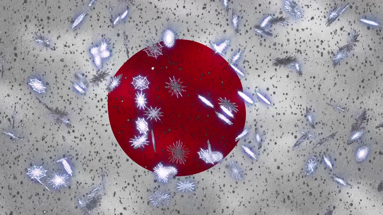 일본 발을 흔들고 눈이 내리는 주기적 배경 크리스마스와 새해, 루프