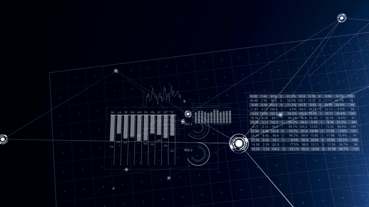 Moving Through Abstract Global Growing Business Network and Data Connections. Looped 3d Animation with Lines and Dots. Business and Technology Concept.