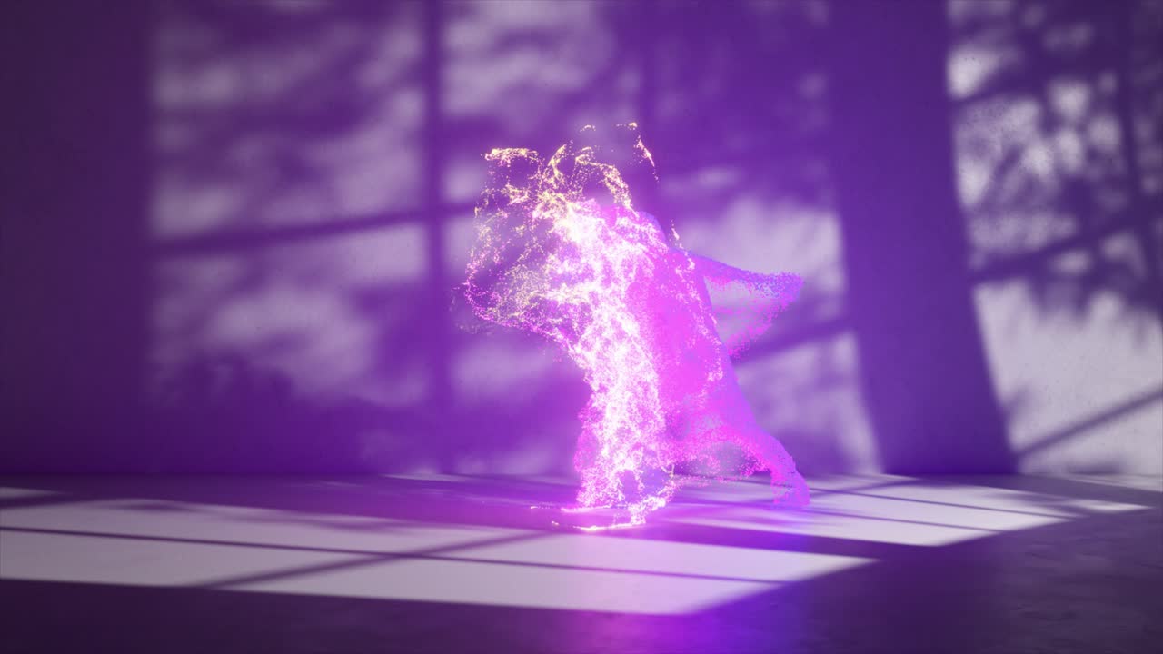 абстрактная светящаяся фигура в фиолетовом и розовом свете