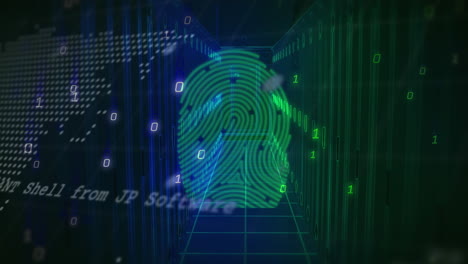 animación de codificación binaria y procesamiento de datos a través de servidores informáticos