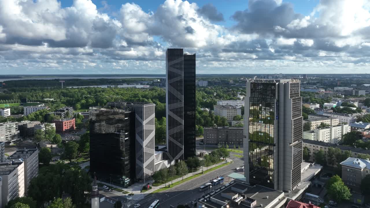 Aerial view of Tallinn city center with the Arter business quarter, Estonia