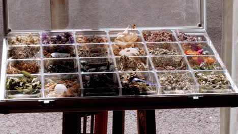 Assortment-of-Dried-Plants-and-Herbs-in-a-Gift-Box,-Featuring-a-Variety-of-Scents-and-Aromas