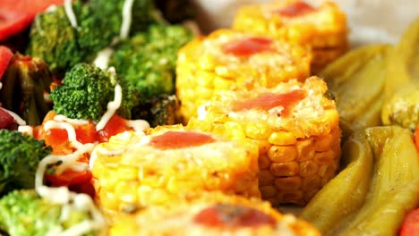 roasted vegetables with stuffed corn