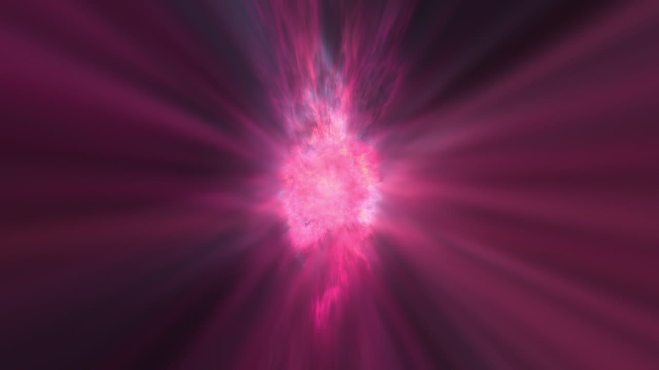 Purple Energy Radiating Bright Glowing Light on Black Background. Abstract Illustration of Astronomical Magic Star Power. Plasma Ball Effect. Nuclear Power Radiation Imagery.