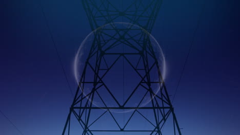 animation of glowing globe over electricity pylon