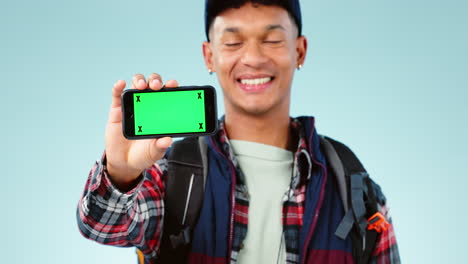 Phone-screen,-technology-and-man-with-advertising